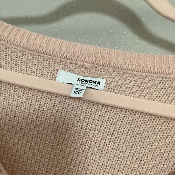 Sonoma Pink Cable Knit Comfy Cozy Preppy Winter Casual V Neck Sweater XXL - Picture 4 of 9